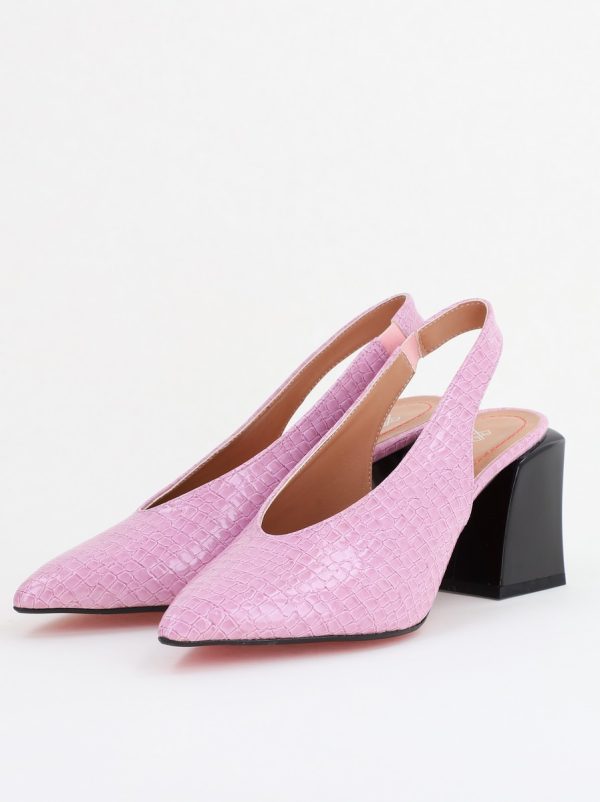 Pantofi Dama cu Toc Gros Varf Ascutit Piele Ecologica Mov BS7261AY2407756 119