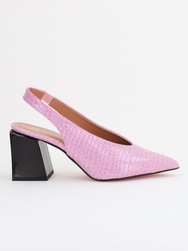 Pantofi Dama cu Toc Gros Varf Ascutit Piele Ecologica Mov BS7261AY2407756 120