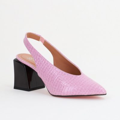 Pantofi Dama cu Toc Gros Varf Ascutit Piele Ecologica Mov BS7261AY2407756