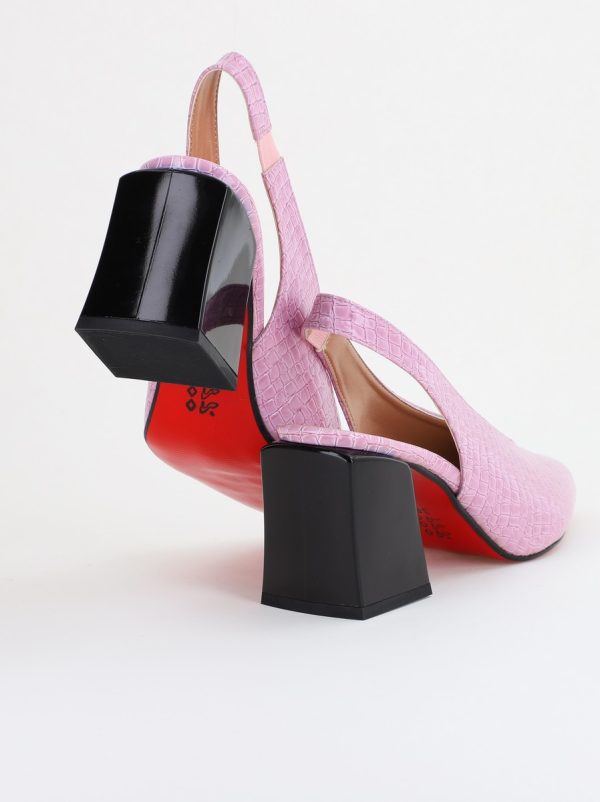 Pantofi Dama cu Toc Gros Varf Ascutit Piele Ecologica Mov BS7261AY2407756 122