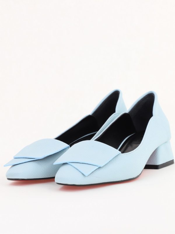 Pantofi Damă cu Toc Jos din Piele Ecologică Albastru (BS500D2403825) 119