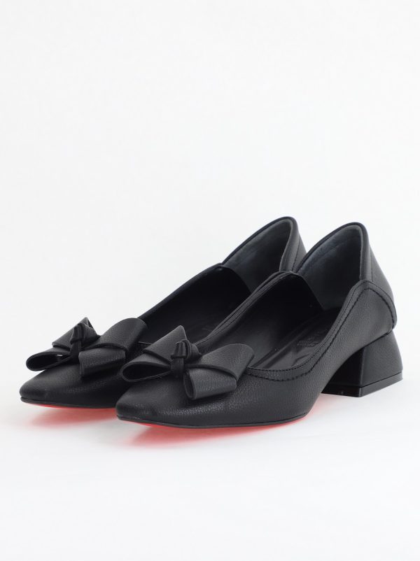 Pantofi Damă cu Toc Jos din Piele Ecologică cu fundiță Negru (BS502D2405409) 119