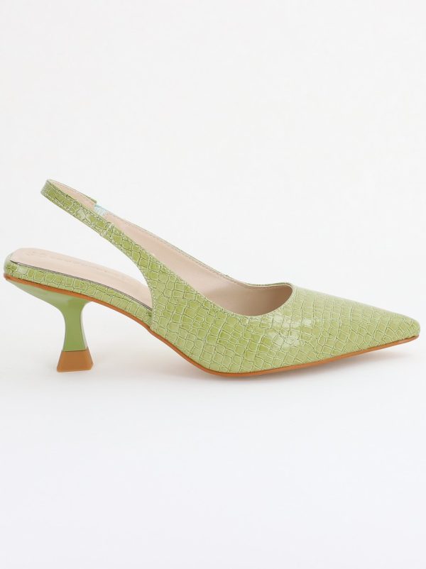 Pantofi Dama cu Toc varf ascutit Piele Ecologică texturată Verde Fistic (BS8918AY2407793) 119