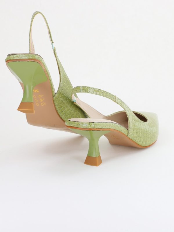Pantofi Dama cu Toc varf ascutit Piele Ecologică texturată Verde Fistic (BS8918AY2407793) 121
