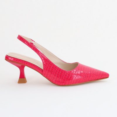 Pantofi Dama cu Toc varf ascutit Piele Ecologică texturată Fuchsia (BS8918AY2407792)