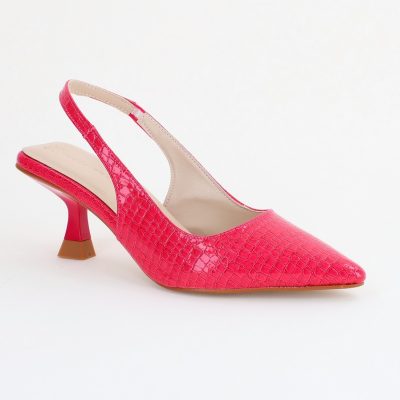 Pantofi Dama cu Toc varf ascutit Piele Ecologică texturată Fuchsia (BS8918AY2407792)