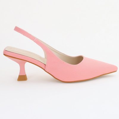 Pantofi Dama cu Toc varf ascutit Piele Eco satinat Roz (BS8918AY2407791)