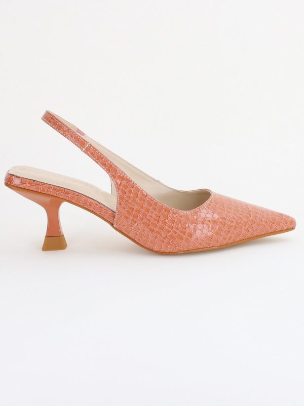 Pantofi Dama cu Toc varf ascutit Piele Ecologică texturată Roz somon (BS8918AY2407795) 119