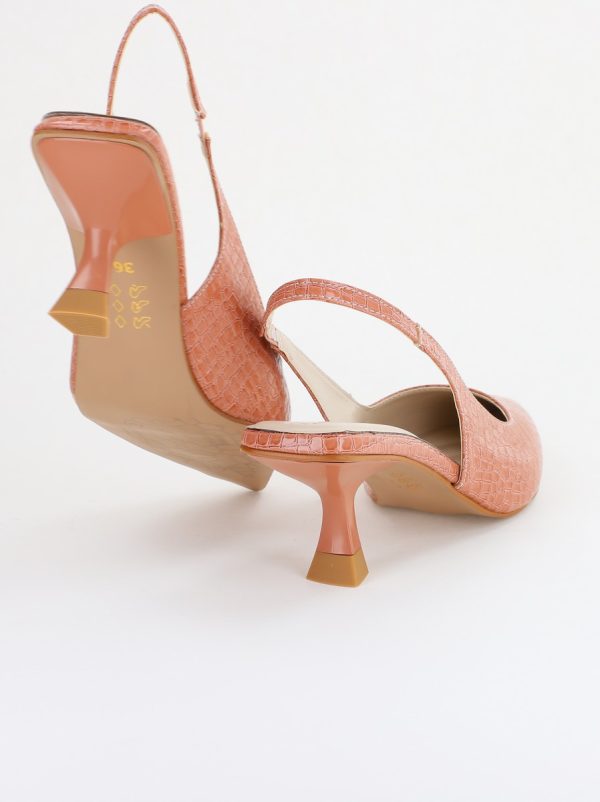 Pantofi Dama cu Toc varf ascutit Piele Ecologică texturată Roz somon (BS8918AY2407795) 121