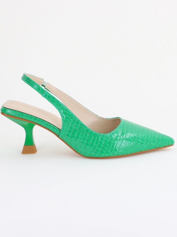 Pantofi Dama cu Toc varf ascutit Piele Ecologică texturată Verde Benetton (BS8918AY2407794) 119