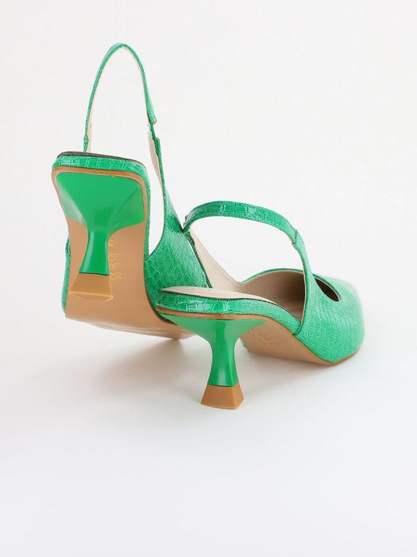 Pantofi Dama cu Toc varf ascutit Piele Ecologică texturată Verde Benetton (BS8918AY2407794) 121