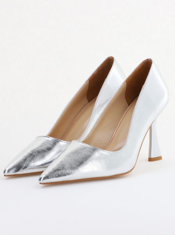 Pantofi Damă Stiletto Argintiu metalic din Piele Ecologica (BS26202AY2407778) 119