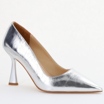 Pantofi Damă Stiletto Argintiu metalic din Piele Ecologica (BS26202AY2407778)