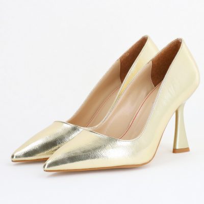 Pantofi Damă Stiletto Auriu metalic din Piele Ecologica (BS26202AY2407775)