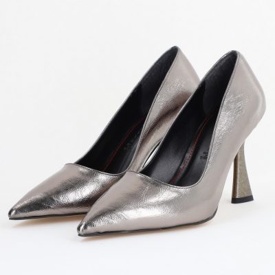 Pantofi Damă Stiletto Platină metalic din Piele Ecologica (BS26202AY2407774)
