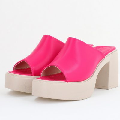 Saboți Damă Fuchsia cu Toc Gros Piele ecologică BS501TR2407759