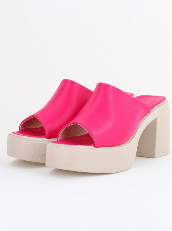 Saboți Damă Fuchsia cu Toc Gros Piele ecologică BS501TR2407759 119