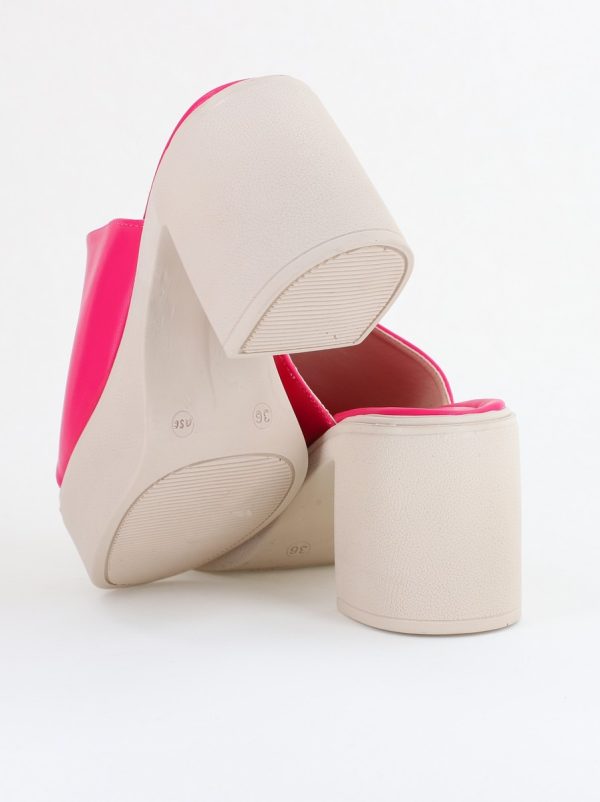 Saboți Damă Fuchsia cu Toc Gros Piele ecologică BS501TR2407759 122