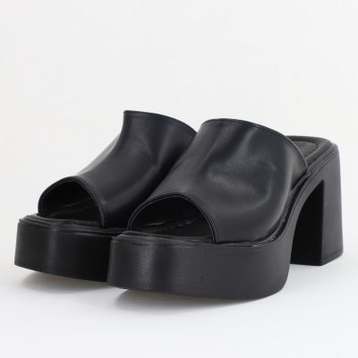Saboți Damă Negri cu Toc Gros Piele ecologică BS501TR2407760