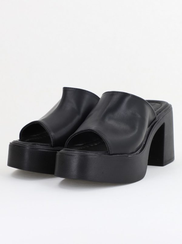 Saboți Damă Negri cu Toc Gros Piele ecologică BS501TR2407760 119