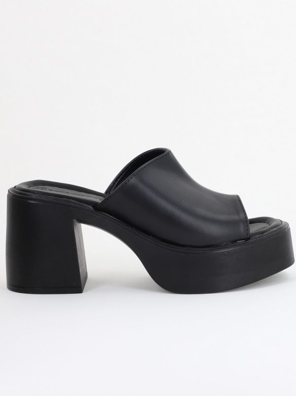 Saboți Damă Negri cu Toc Gros Piele ecologică BS501TR2407760 120