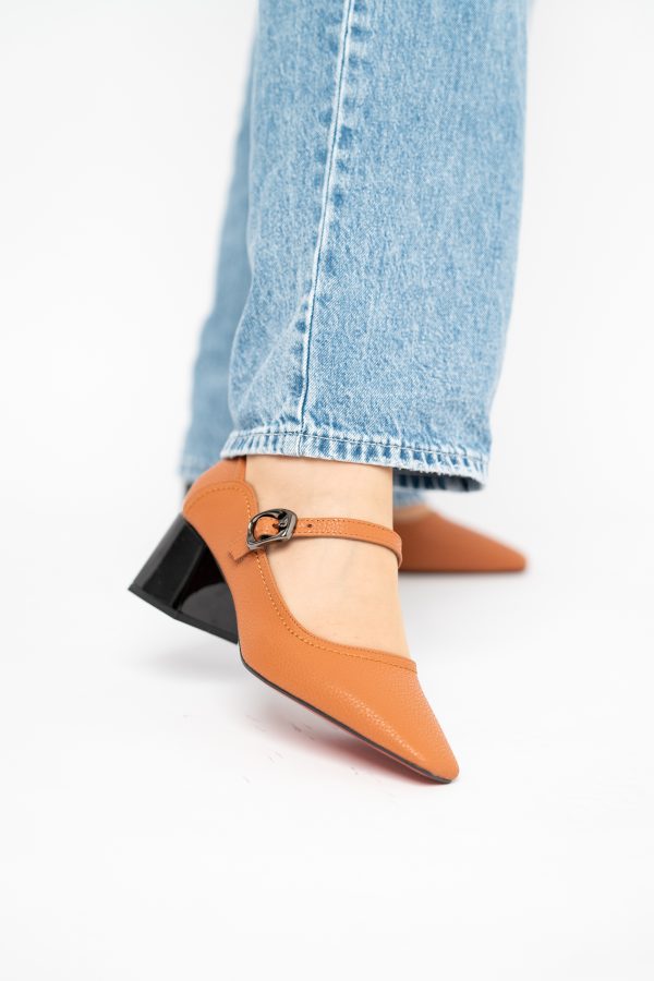 Pantofi Casual Damă cu Toc Jos din Piele Ecologică culoare Maro mat BS806D2410096 119