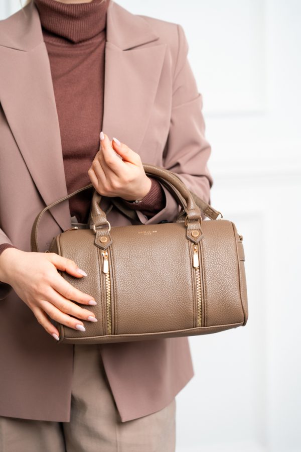 Geantă damă casual piele ecologică taupe cu un compartiment David Jones BS7306CM2409081 121
