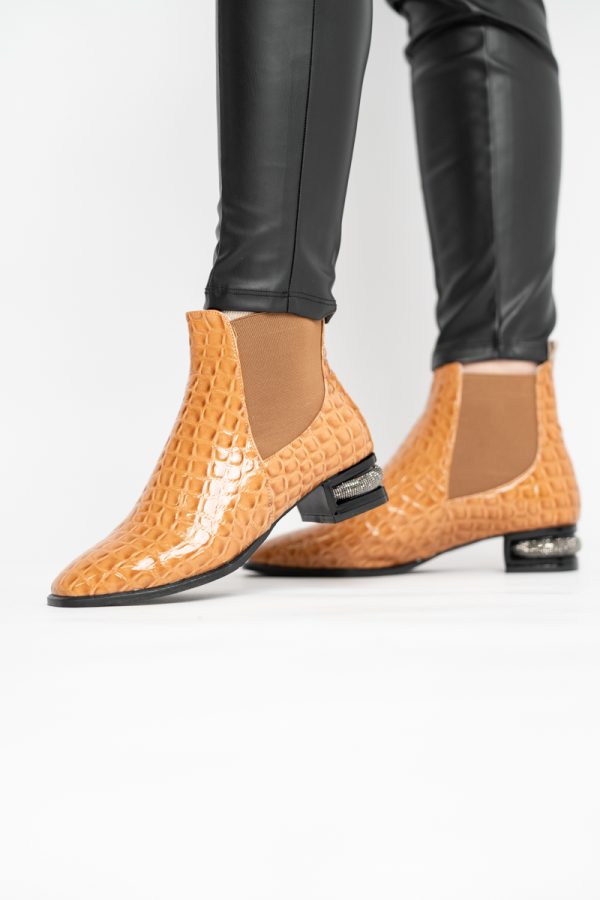 Botine damă din piele ecologică texturată Maro lac BS151BT2410025 119