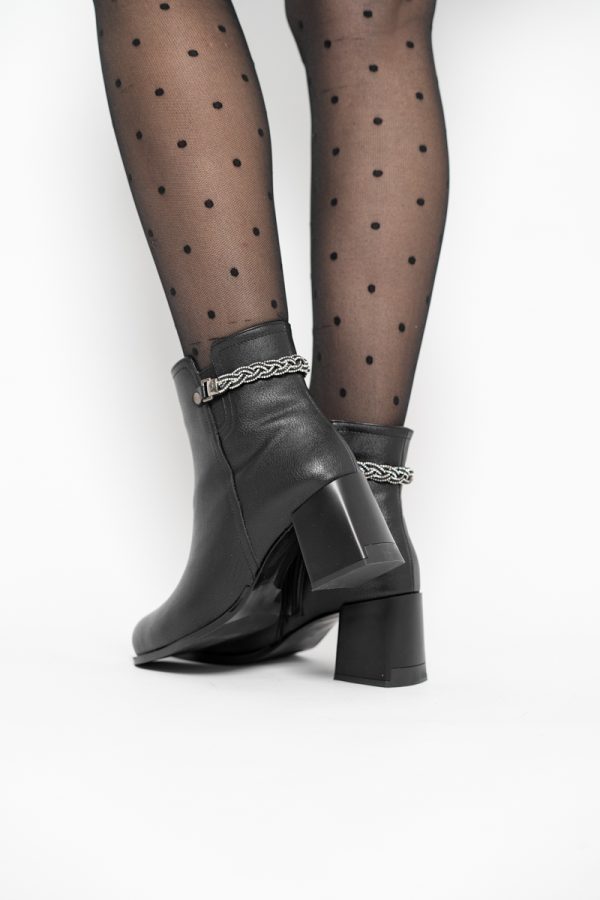 Botine elegante de damă cu toc, din piele ecologică  cu fermoar - culoare Negru mat BS703BT2409817 123