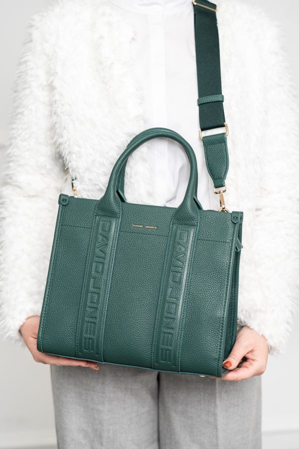 Geantă damă casual piele ecologică cu un compartiment verde David Jones BS7172CM2409057 120