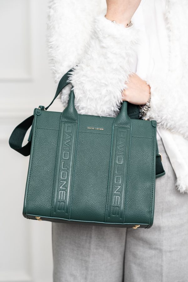 Geantă damă casual piele ecologică cu un compartiment verde David Jones BS7172CM2409057 119