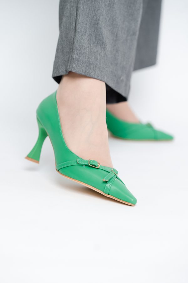Pantofi Damă Stiletto Verde Mat din Piele Ecologică BS0200AY2411186 119