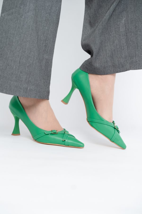 Pantofi Damă Stiletto Verde Mat din Piele Ecologică BS0200AY2411186 121
