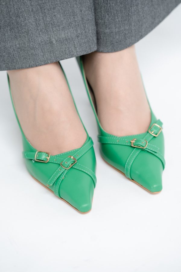 Pantofi Damă Stiletto Verde Mat din Piele Ecologică BS0200AY2411186 125