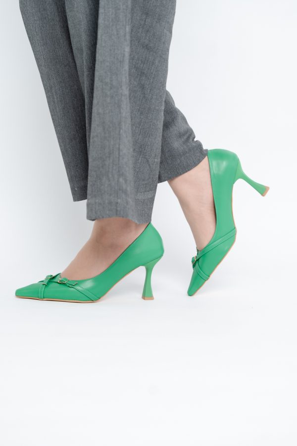 Pantofi Damă Stiletto Verde Mat din Piele Ecologică BS0200AY2411186 123