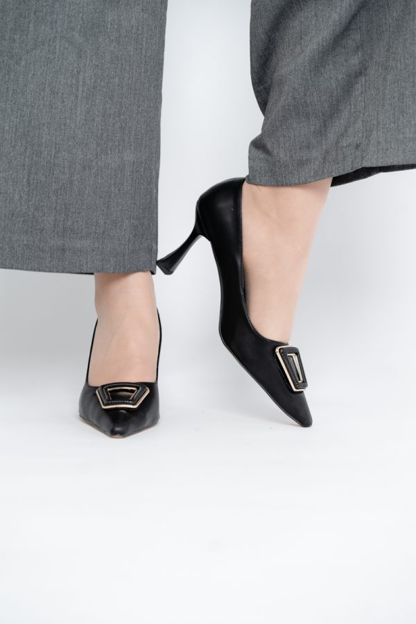 Pantofi Damă Stiletto Negru Mat din Piele Ecologică (BS0202AY2411200) 119