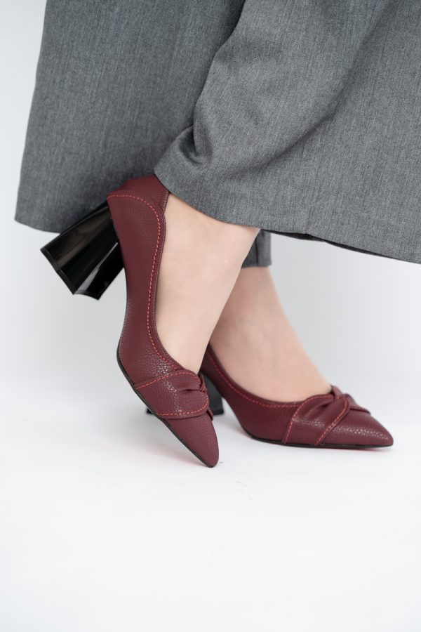 Pantofi Damă cu Toc din Piele Ecologică Bordo mat(BS2006D2409885) 121