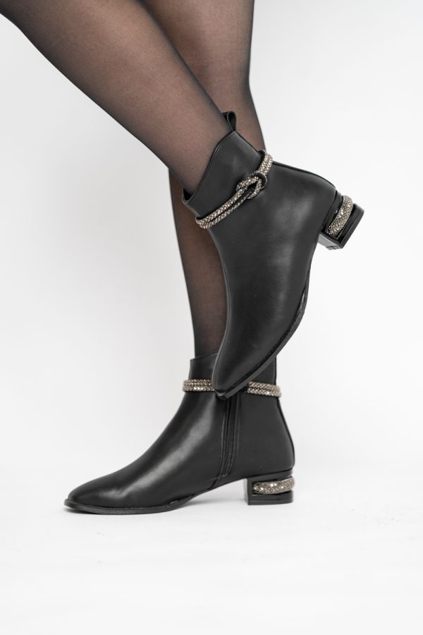 Botine damă din piele ecologică culoare Negru Mat (BS160BT2410033) 121