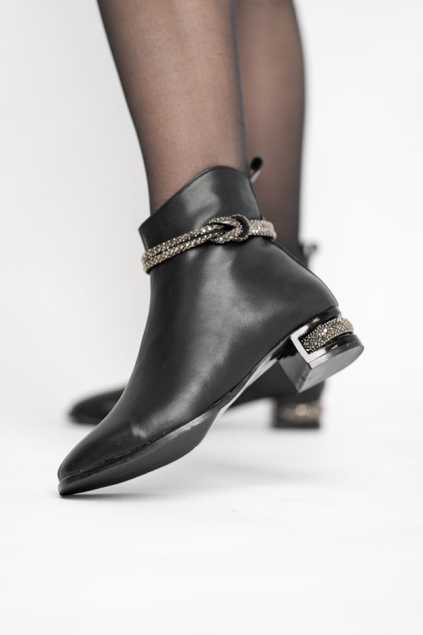 Botine damă din piele ecologică culoare Negru Mat (BS160BT2410033) 123