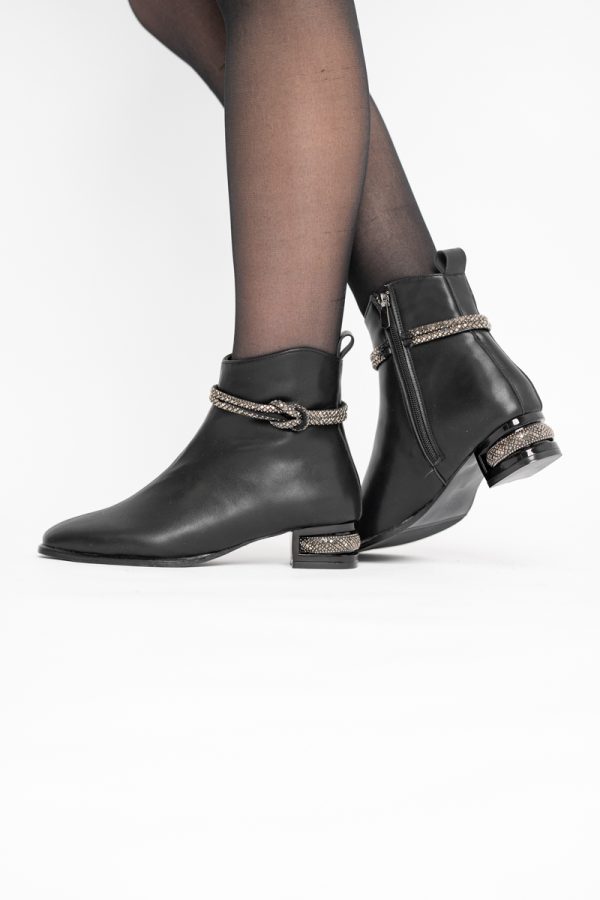 Botine damă din piele ecologică culoare Negru Mat (BS160BT2410033) 125