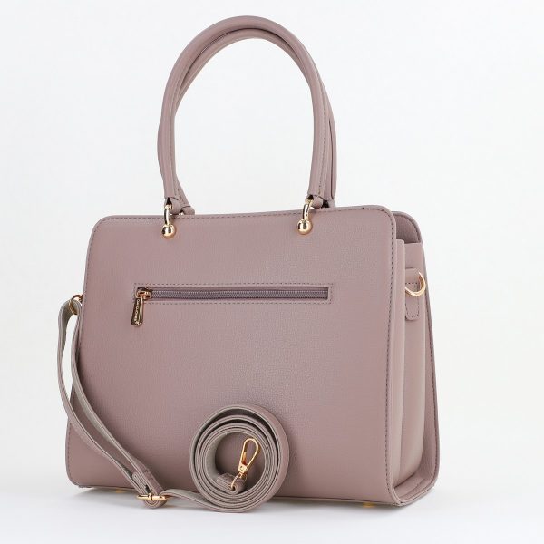 Geantă damă casual piele ecologică cu două compartimente taupe David Jones BS7307CM2409089 121