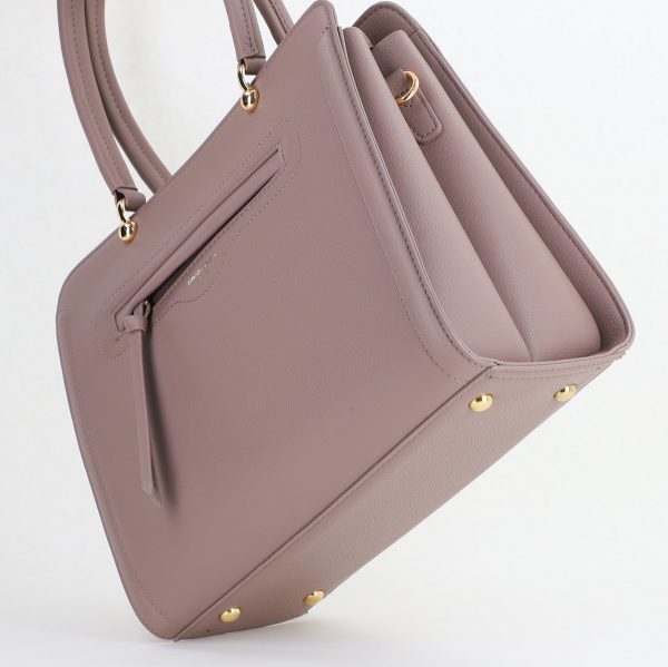 Geantă damă casual piele ecologică cu două compartimente taupe David Jones BS7307CM2409089 120