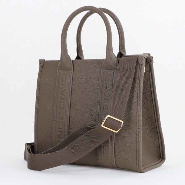 Geantă damă casual piele ecologică cu un compartiment taupe David Jones BS7172CM2409055 122