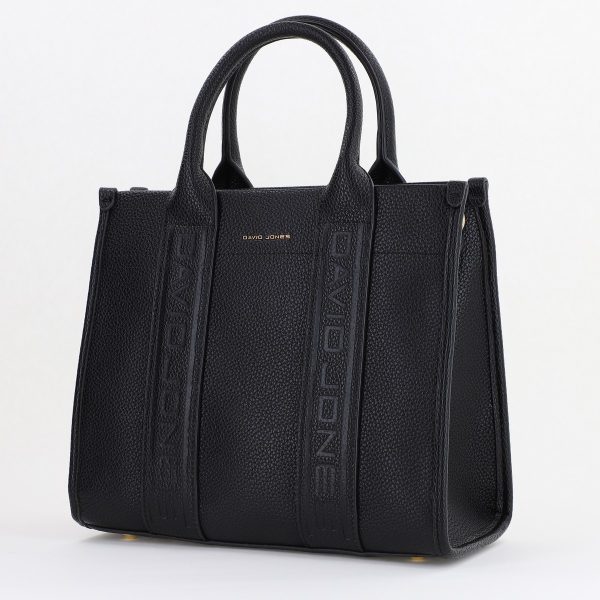 Geantă damă casual piele ecologică cu un compartiment neagră David Jones BS7172CM2409058 121