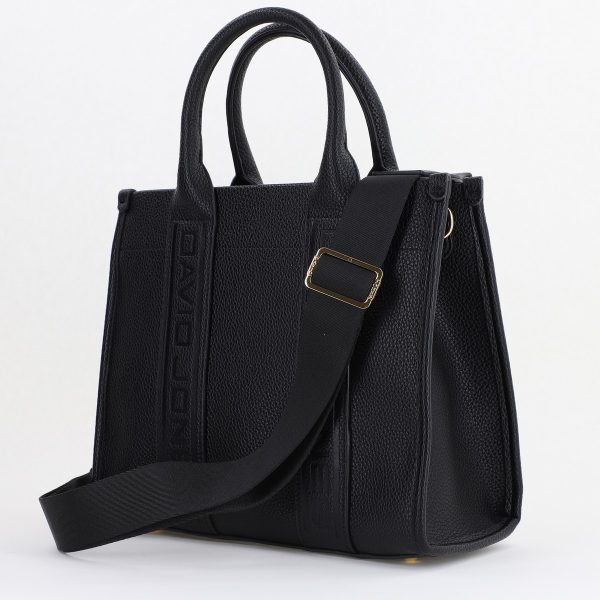 Geantă damă casual piele ecologică cu un compartiment neagră David Jones BS7172CM2409058 122
