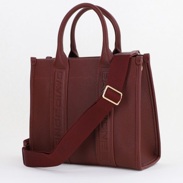 Geantă damă casual piele ecologică cu un compartiment vișiniu David Jones BS7172CM2409056 122