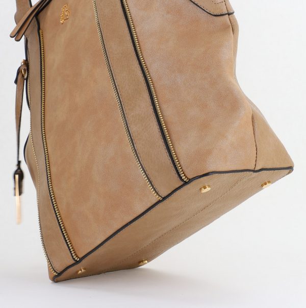Geantă Damă Shopper Piele Ecologică Bej de Umar Lulu Castagnette BS24026A2409042 121