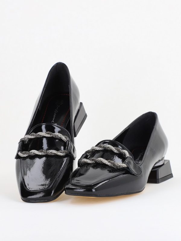 Pantofi Casual Damă cu Toc Jos din Piele Ecologică culoare Negru Lac BS171BA2410018 119