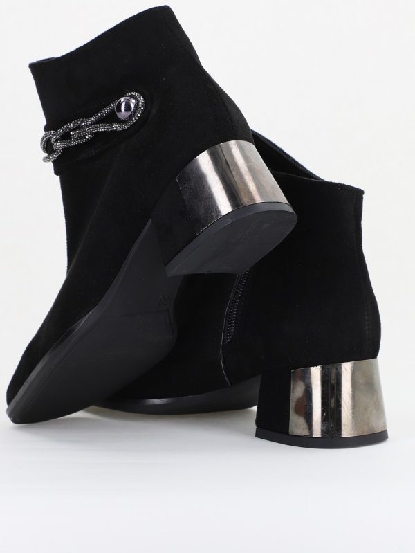 Botine damă cu toc jos din piele ecologică întoarsă cu fermoar - culoare Negru BS578BT2409826 126