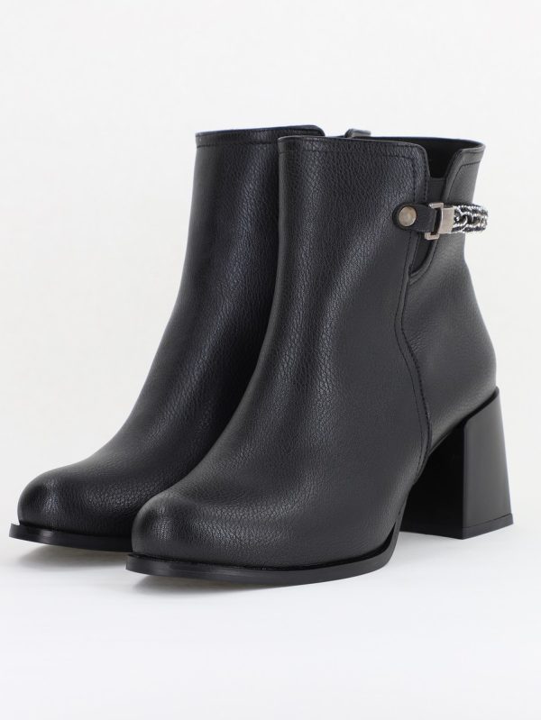 Botine elegante de damă cu toc, din piele ecologică  cu fermoar - culoare Negru mat BS703BT2409817 120